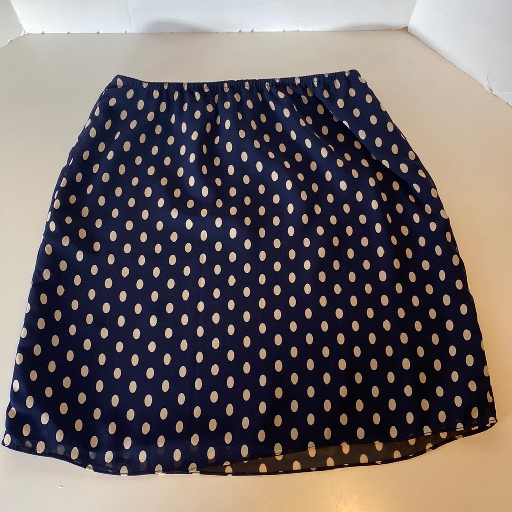 Esprit Navy and Cream Polka Dot Skirt (Size M)